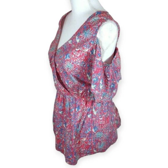 PINK, BLUE, & WHITE COLD SHOULDER TOP SZ.1X EUC. - Picture 3 of 8